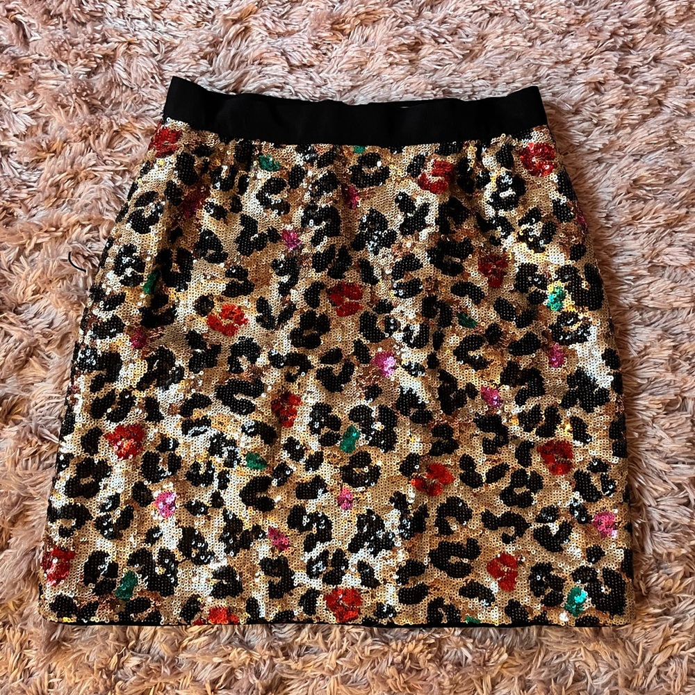 Kate Spade Marsha Leopard Pop Art Sequin Print Mini Skirt